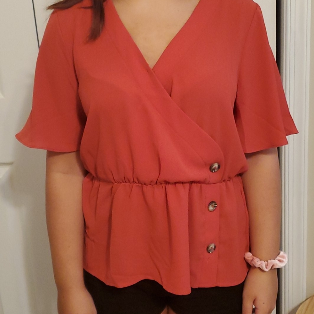 Red flowey blouse